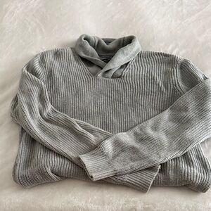 Nautica Men's Light Gray Ribbed Turtleneck Sweater